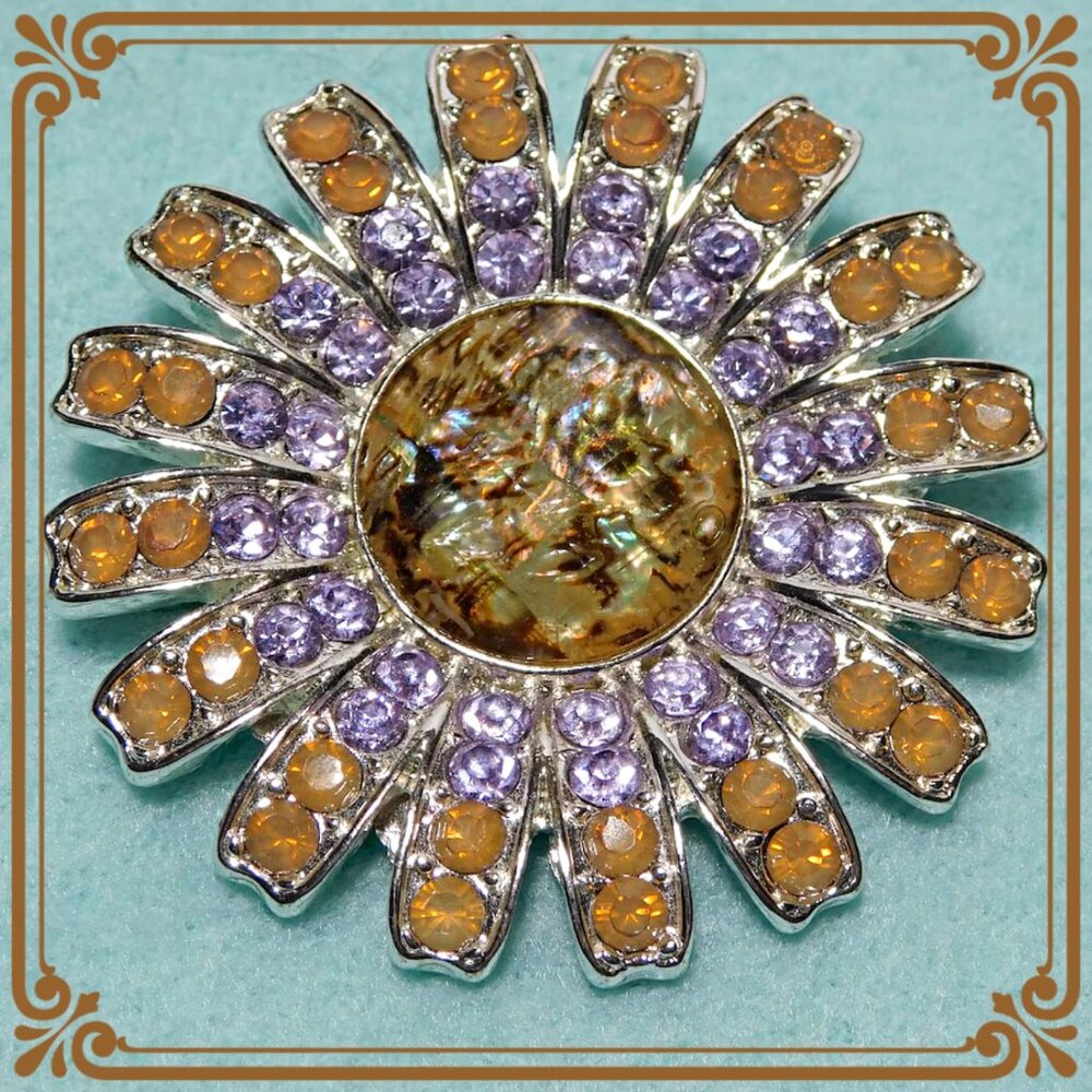 Large‎ Rhinestone Flower Shaped Brooch by Napier